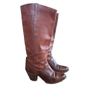 Vintage Zodiac Leather Heeled Pull On Western inspired Women's Boots - Size 7.5